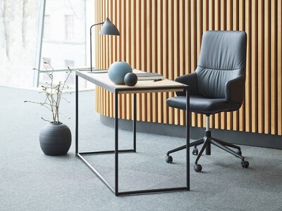 2. Bild von Büro-Drehstuhl Leder schwarz Stressless