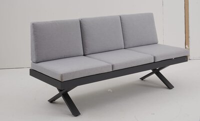 3. Bild von Loungesofa Textil grau ca. 198 x 72 x 88 cm