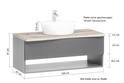 9. Bild von Waschtischunterschrank ca. 101 x 41 x 47 cm grau