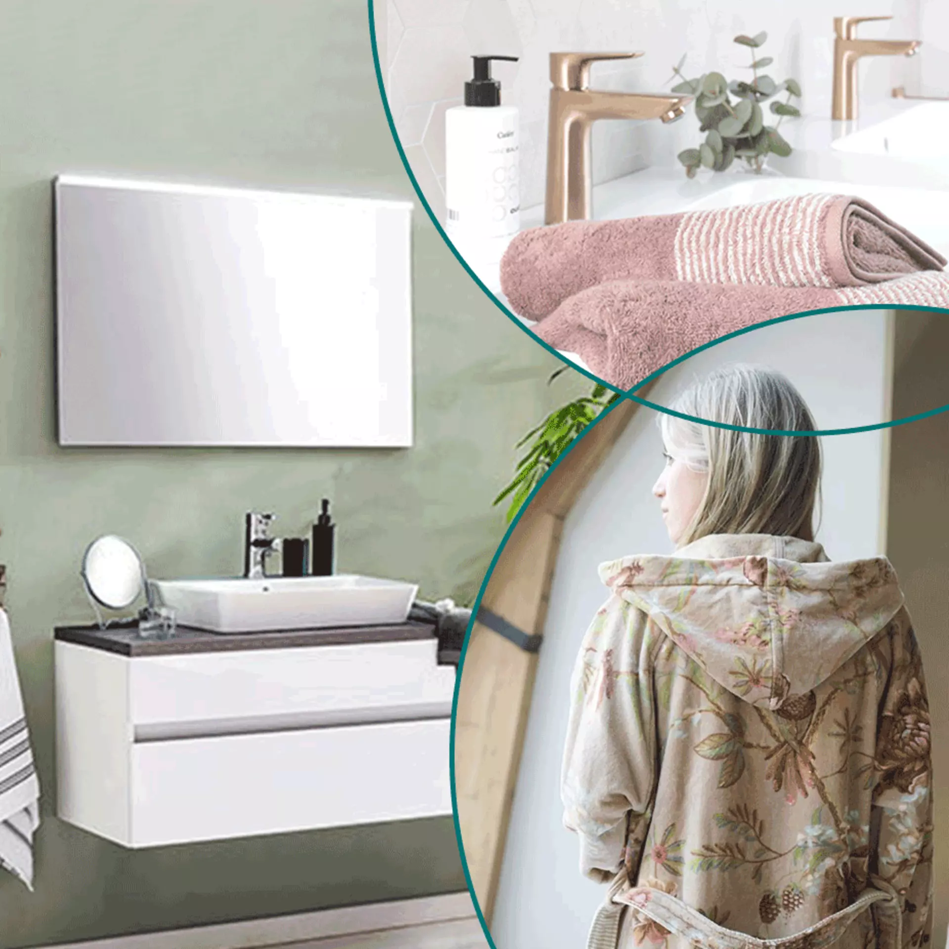 Mobil Banner zum Wohntipp Kuscheliges Badezimmer in der Größe 927x927px