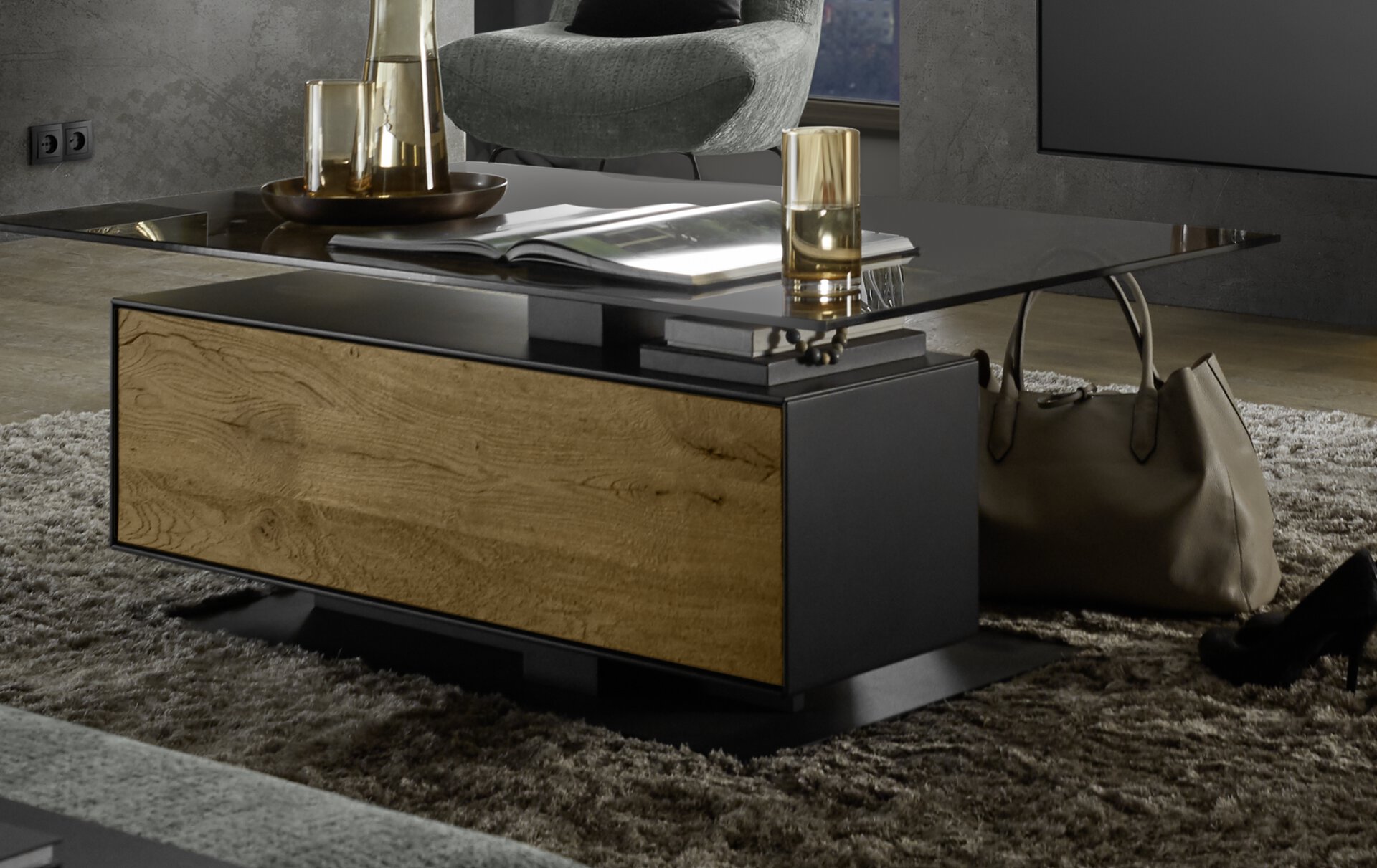 Couchtisch Musterring Holz schwarz