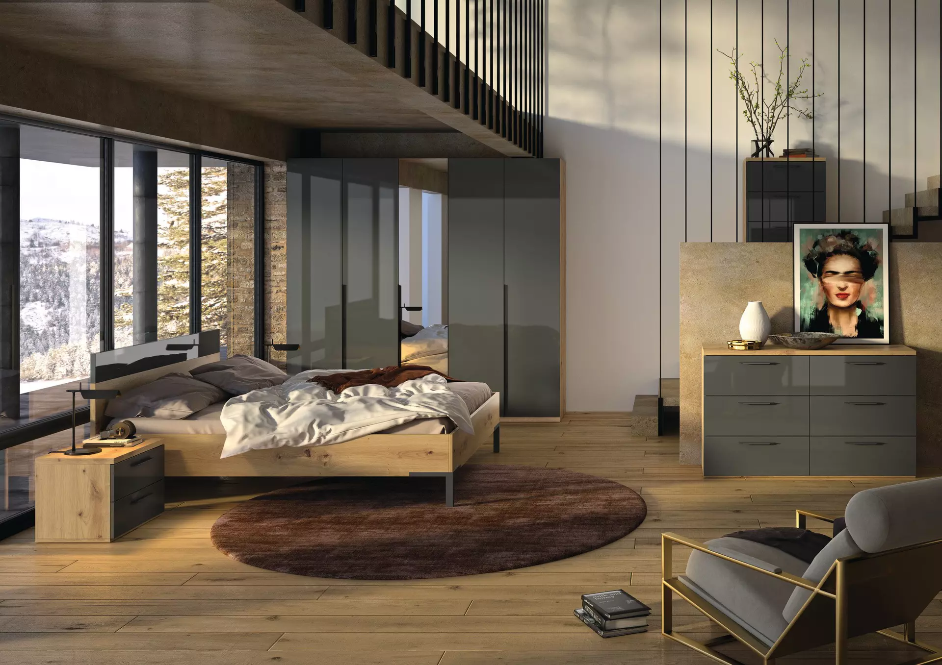 Schlafzimmer SPOSAMI Composad Holzwerkstoff 61 x 221 x 230 cm