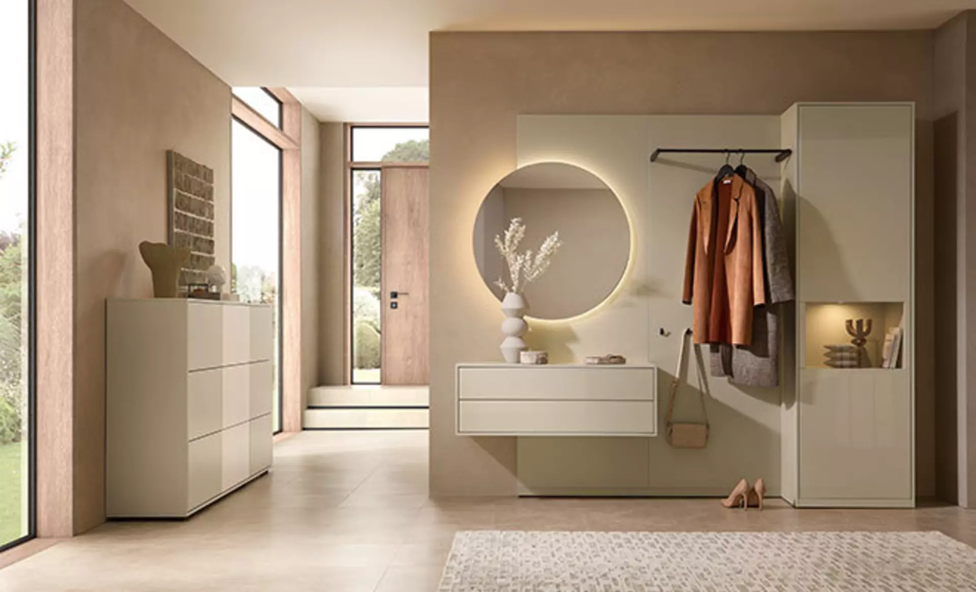 beige minimalistische Garderobe