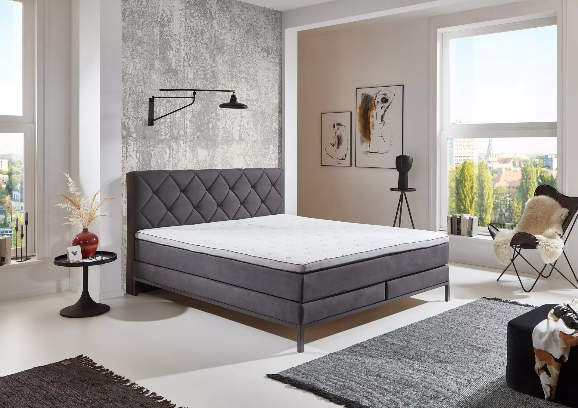 Boxspringbett BX2180 BXSet 180X200 MT L 50407-700 Sun Garden Textil 180 x 104 x 214 cm