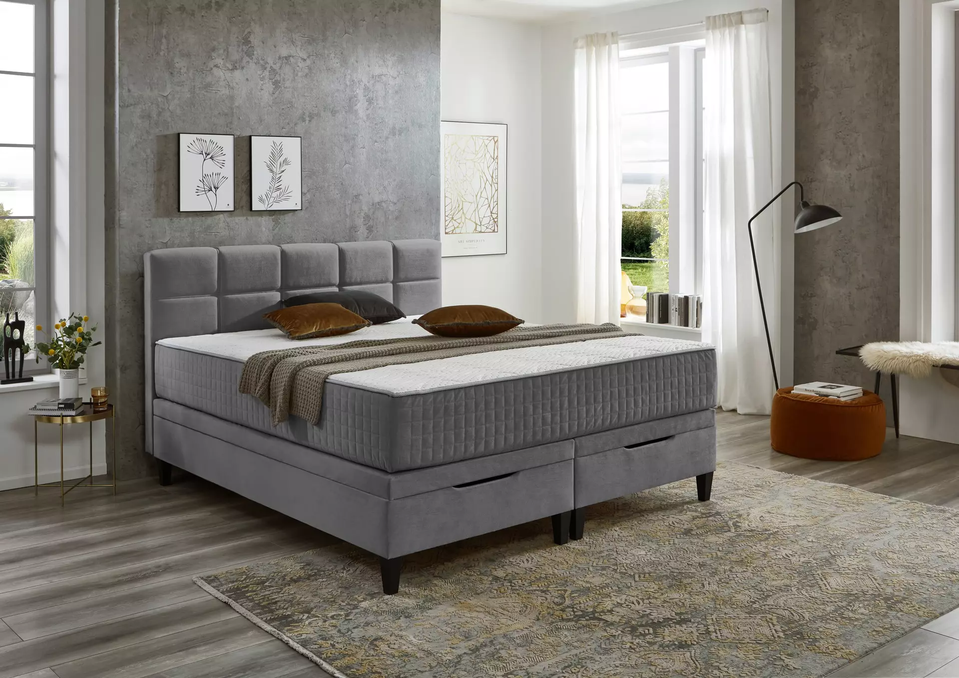 Boxspringbett BX2590 Sun Garden Textil 180 x 114 x 213 cm