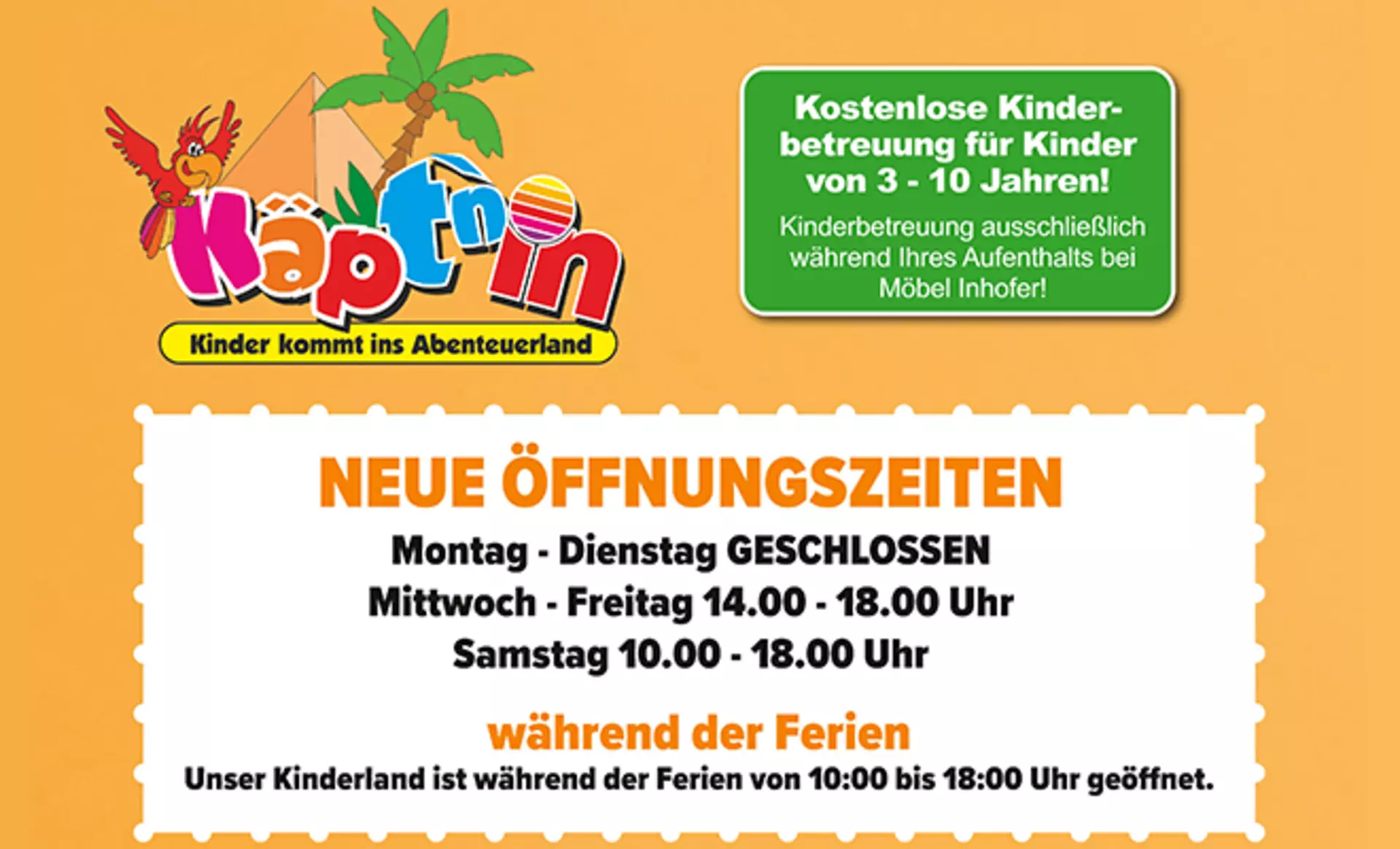 Öffnungszeiten Kinderland bei Möbel Inhofer
