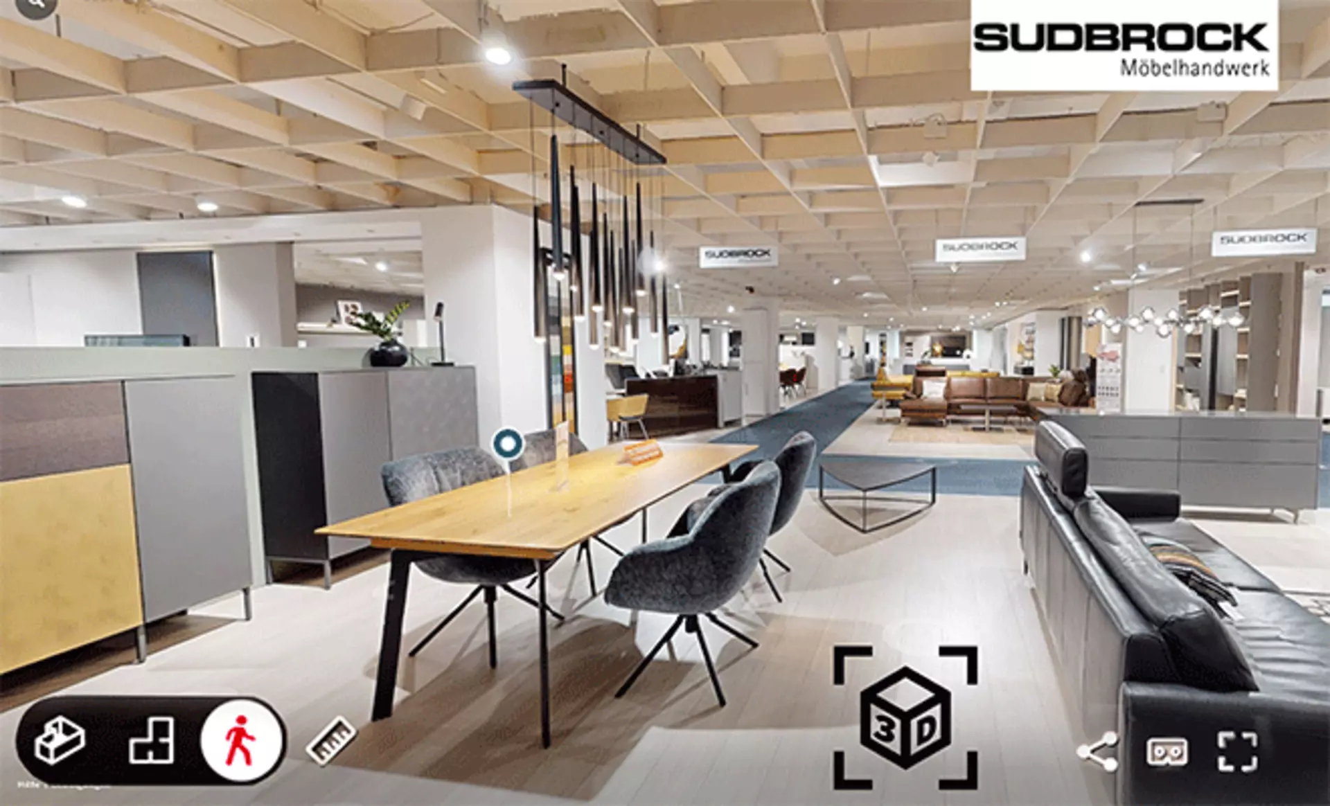 Virtueller 3D Rundgang durch Sudbrock-Ausstellung bei Möbel Inhofer