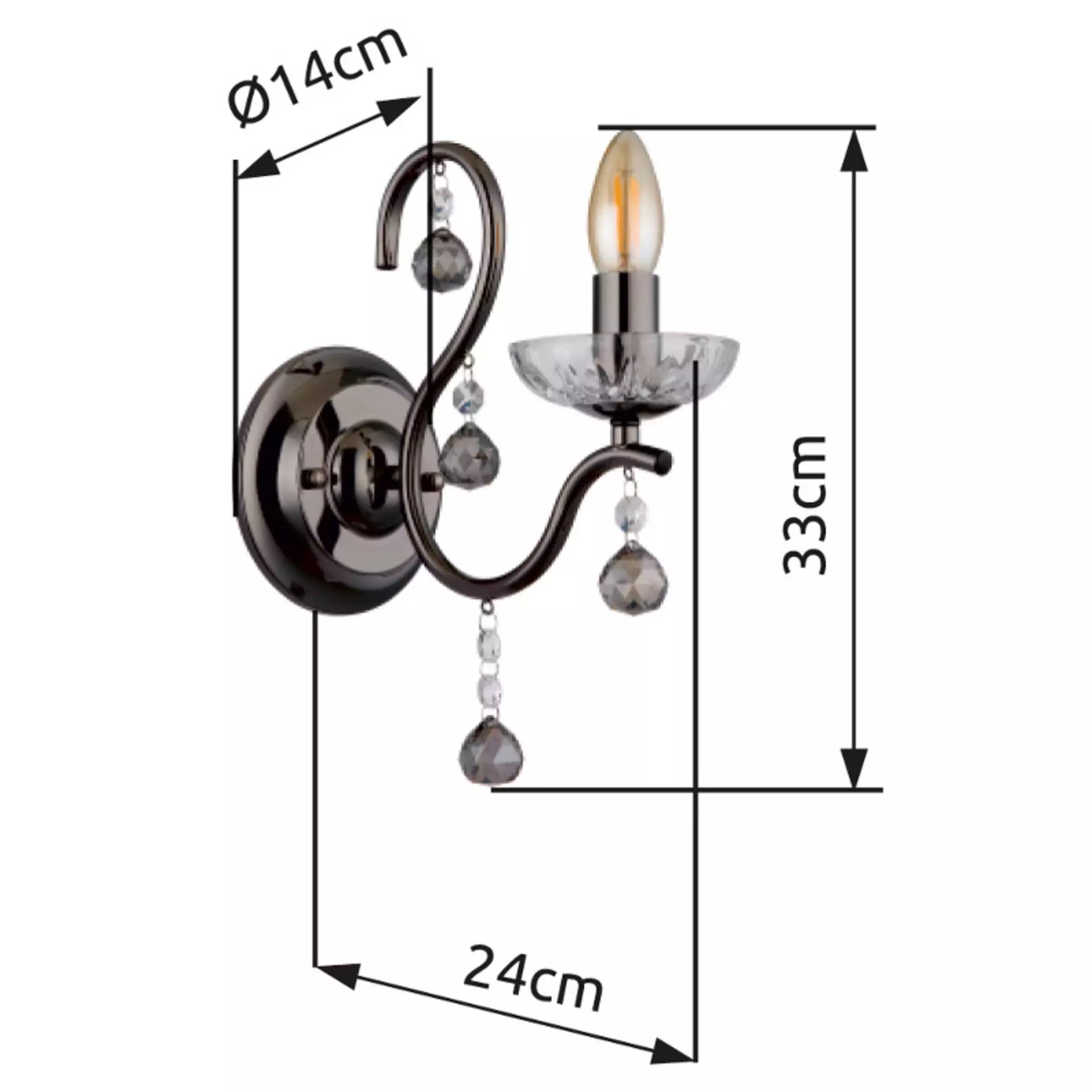 Wandleuchte CAMILA Globo Metall 24 x 140 x 33 cm