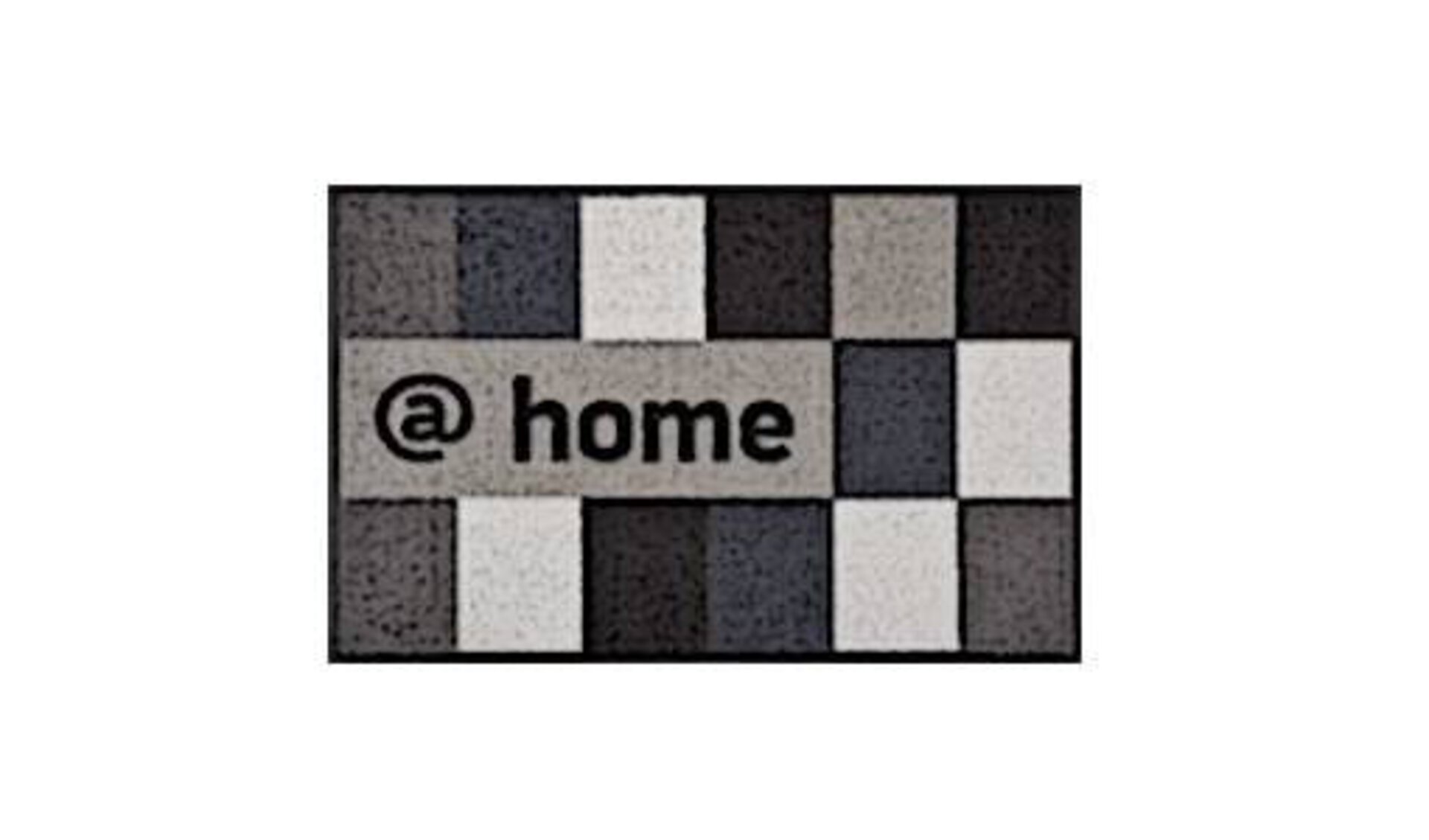 Icon für Türmatte ist eine Matte mit Karomuster in Grautönen und dem Schriftzug "@home".