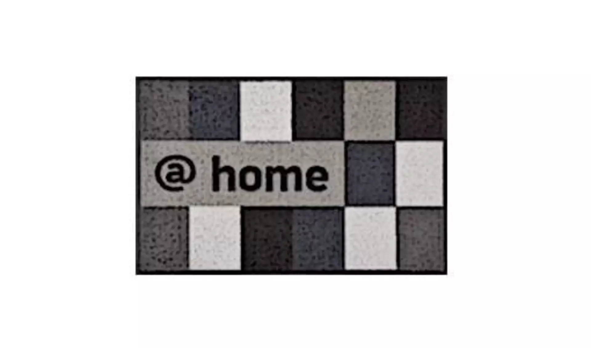 Icon für Türmatte ist eine Matte mit Karomuster in Grautönen und dem Schriftzug "@home".