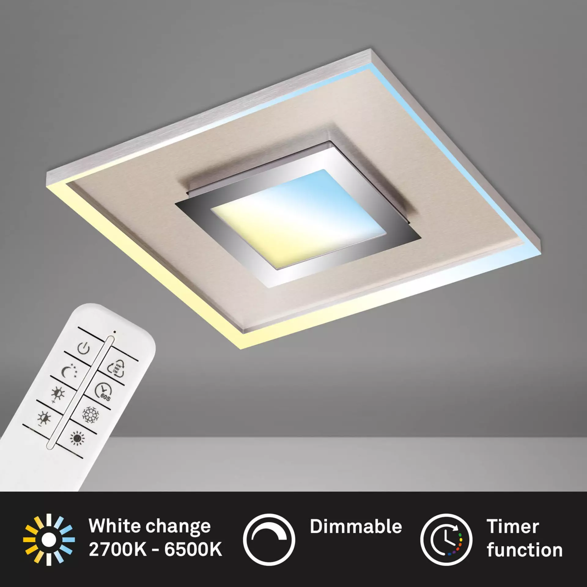 Deckenleuchte FRAME PRO LUX Briloner Metall 50 x 6 x 50 cm