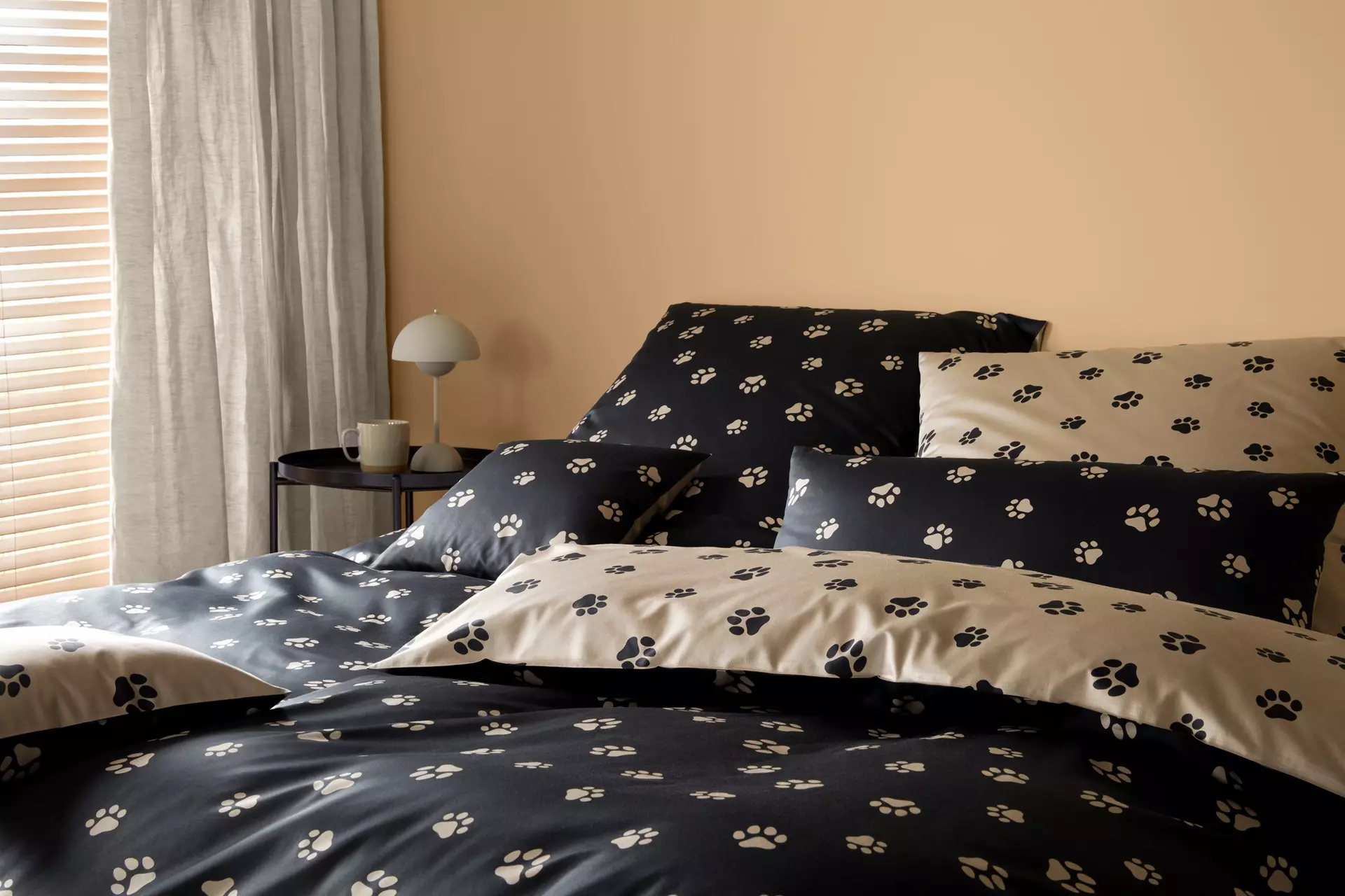 Satin-Bettwäsche Paws-Pfötchen Elegante Textil 135 x 200 cm