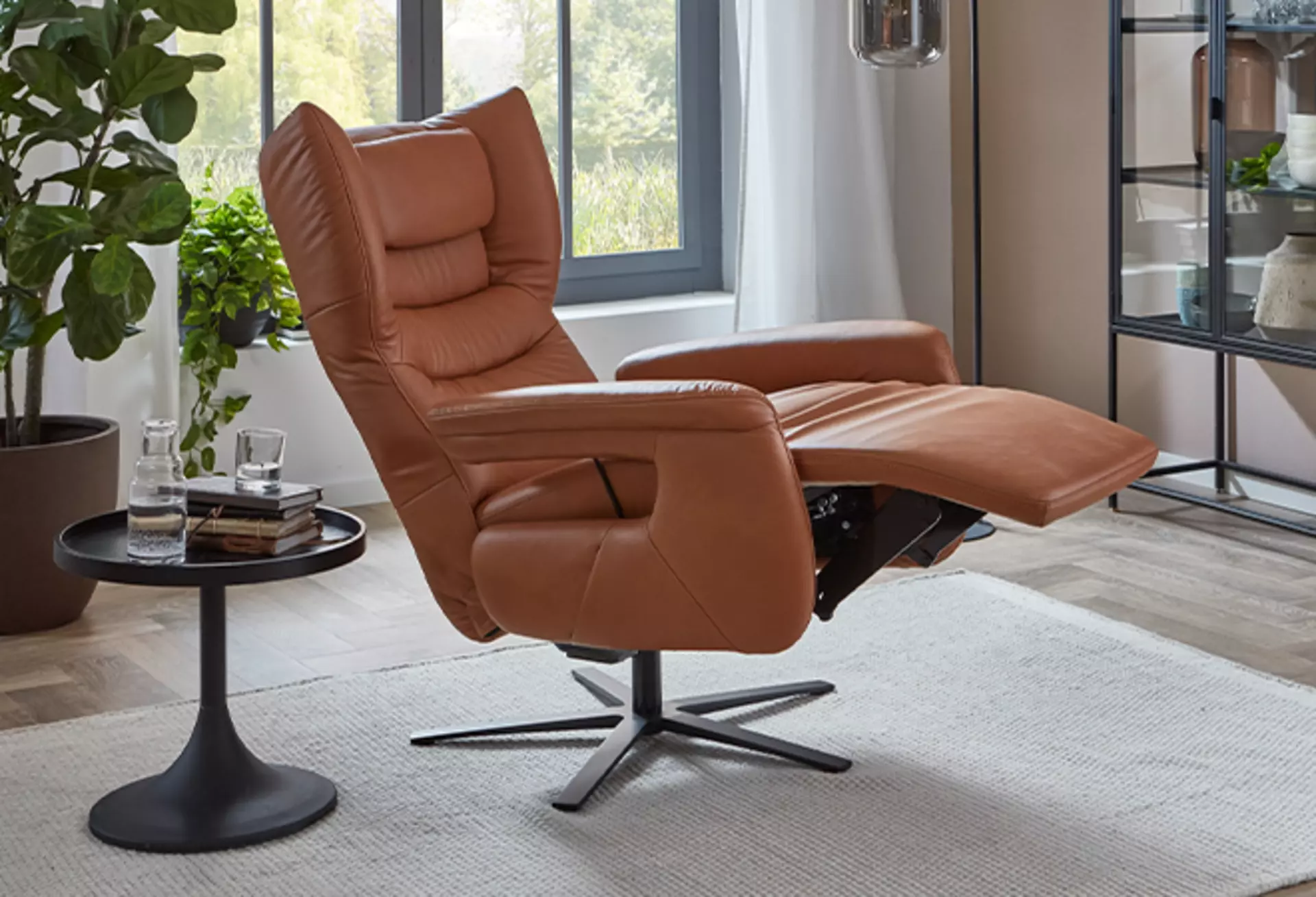 Relaxsessel in Leder Braun mit Liegefunktion