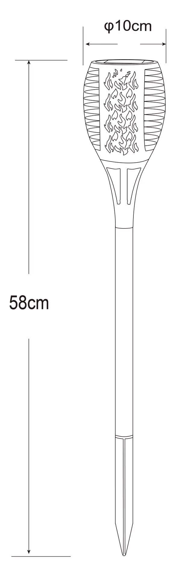 Solarleuchte Solar Fackel Globo Kunststoff 10 x 58 x 10 cm