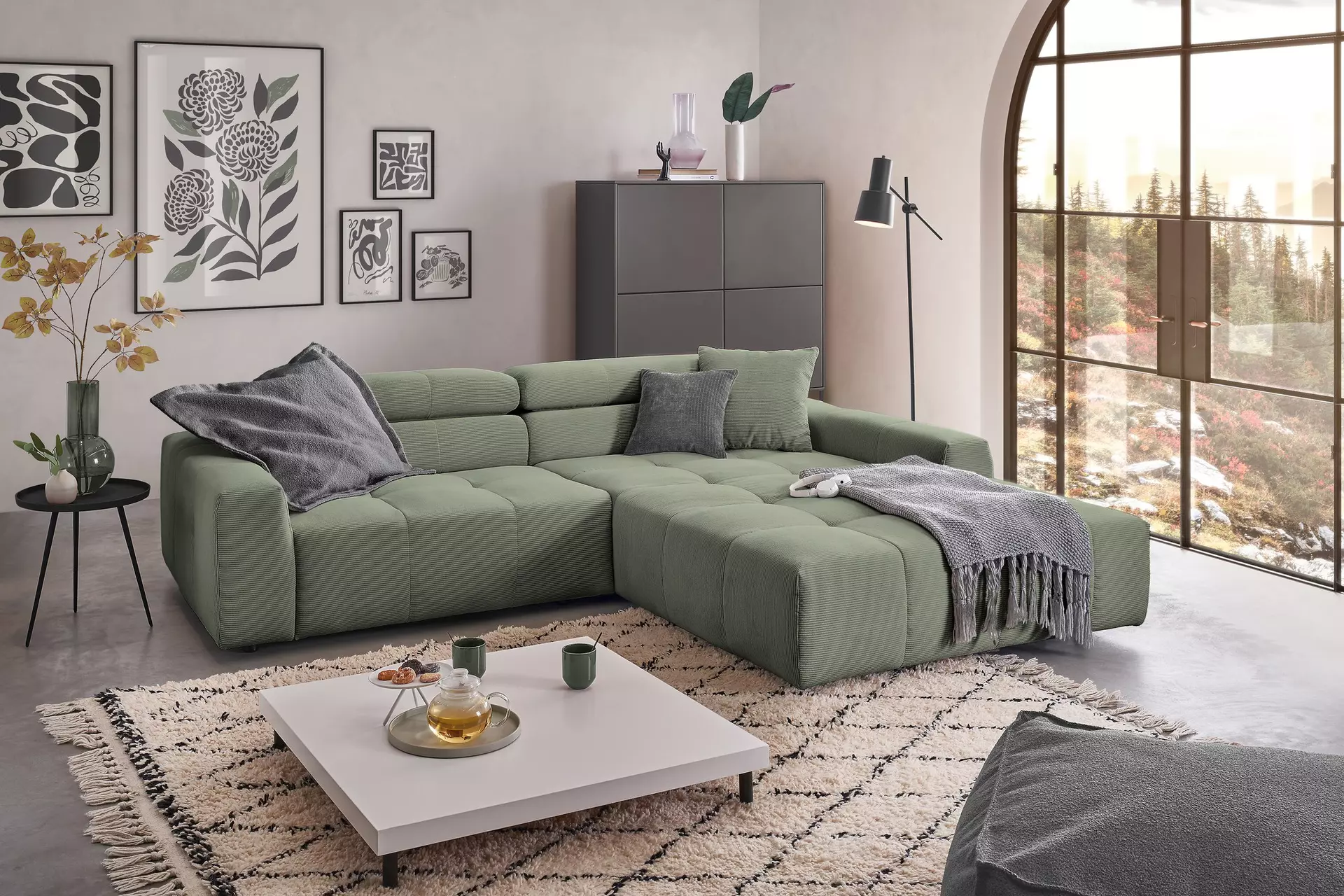 Polstergarnitur DENVER LASCONDO Textil 217 x 68 x 258 cm