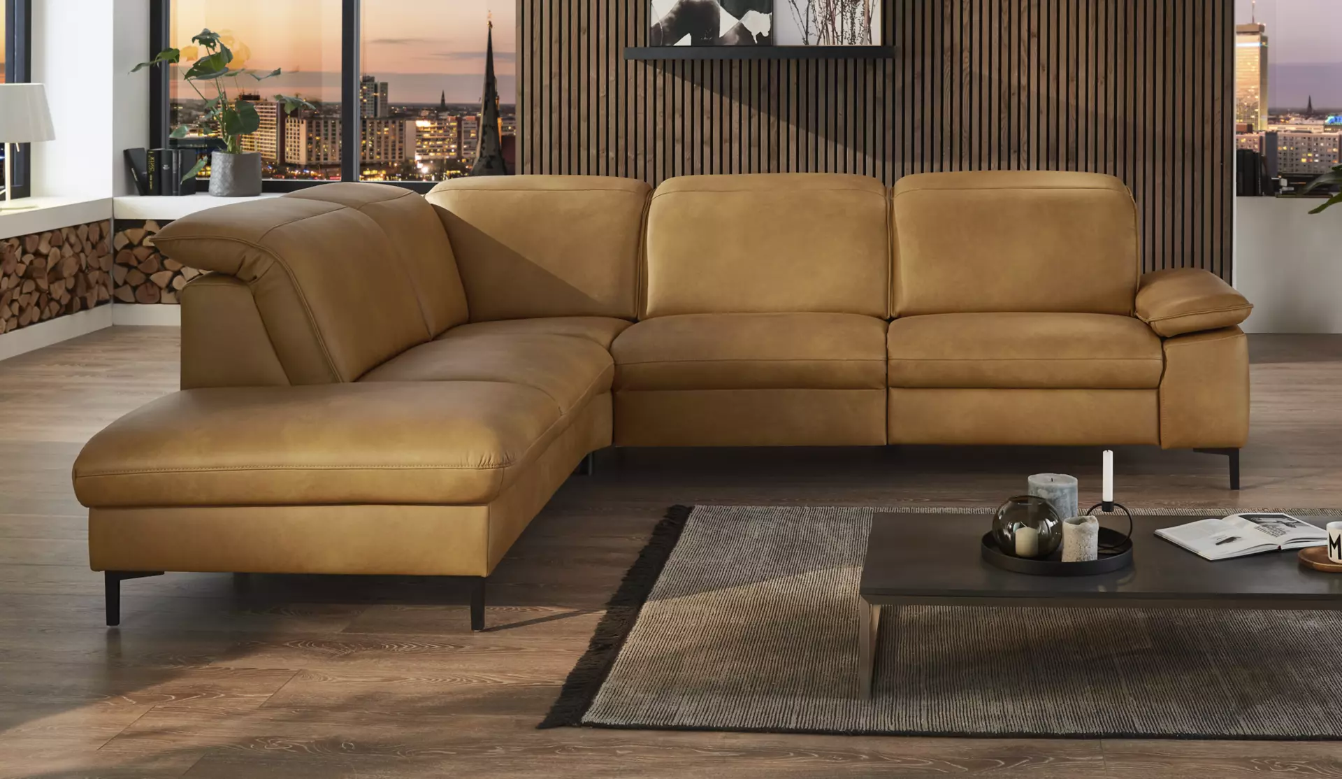 Ecksofa PN-EM20091 Systempolster Leder 245 x 85 x 297 cm