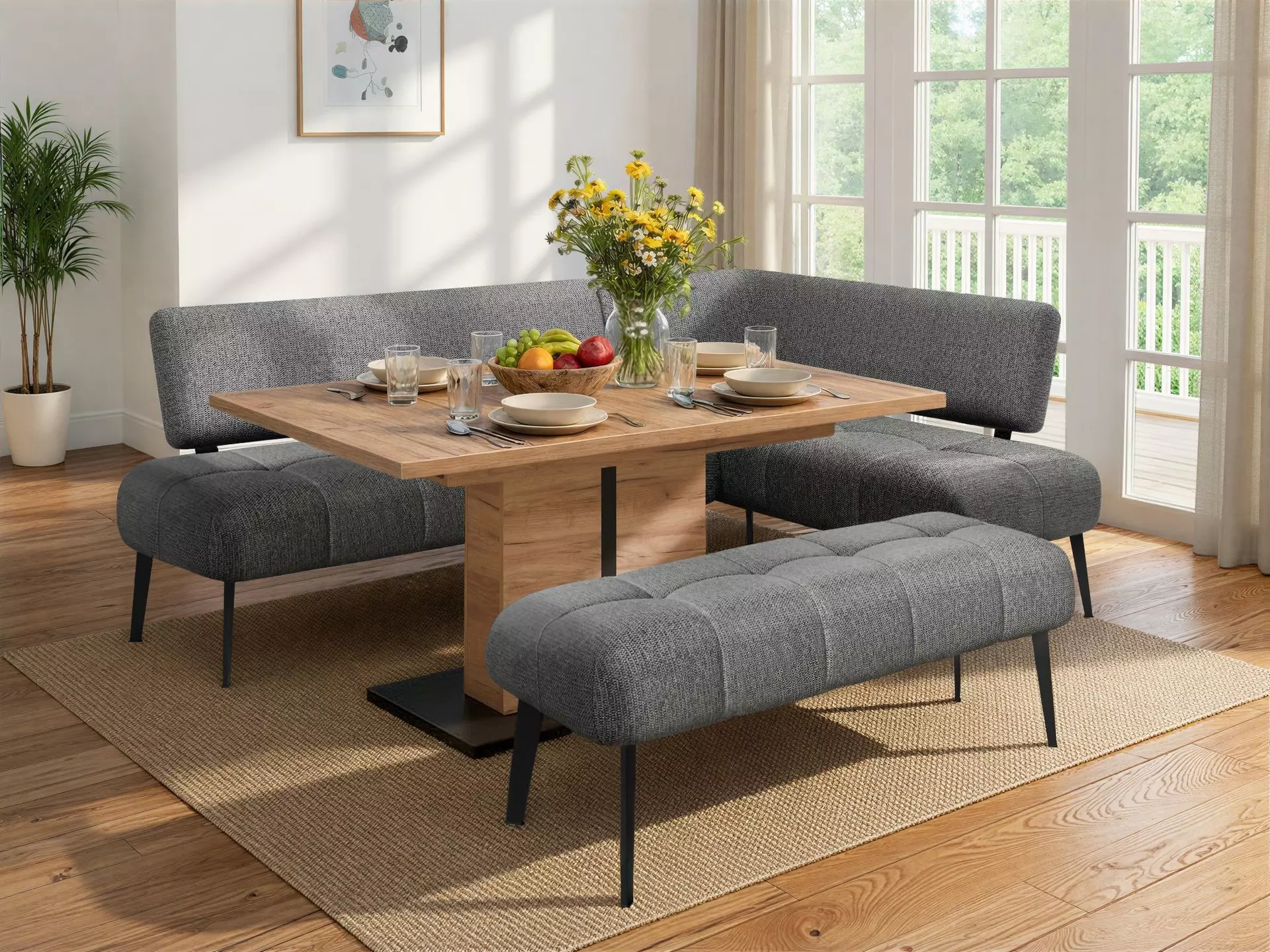 Hockerbank MILO MONDO Textil 65 x 90 x 162 cm