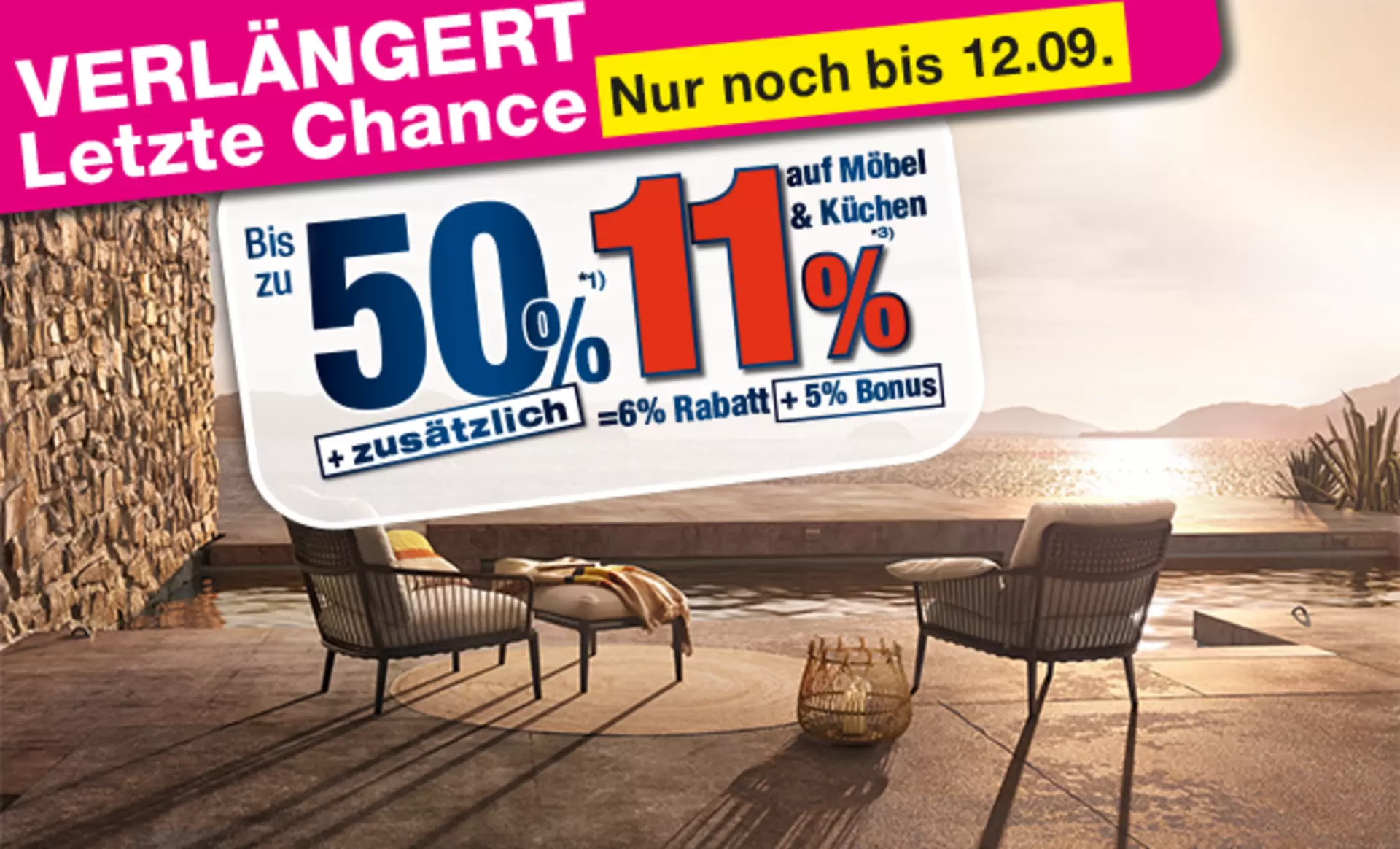 Verlängert! Letzte Chance ! nur noch bis 12.09. 50% + 11% zusätzlich Sparen!