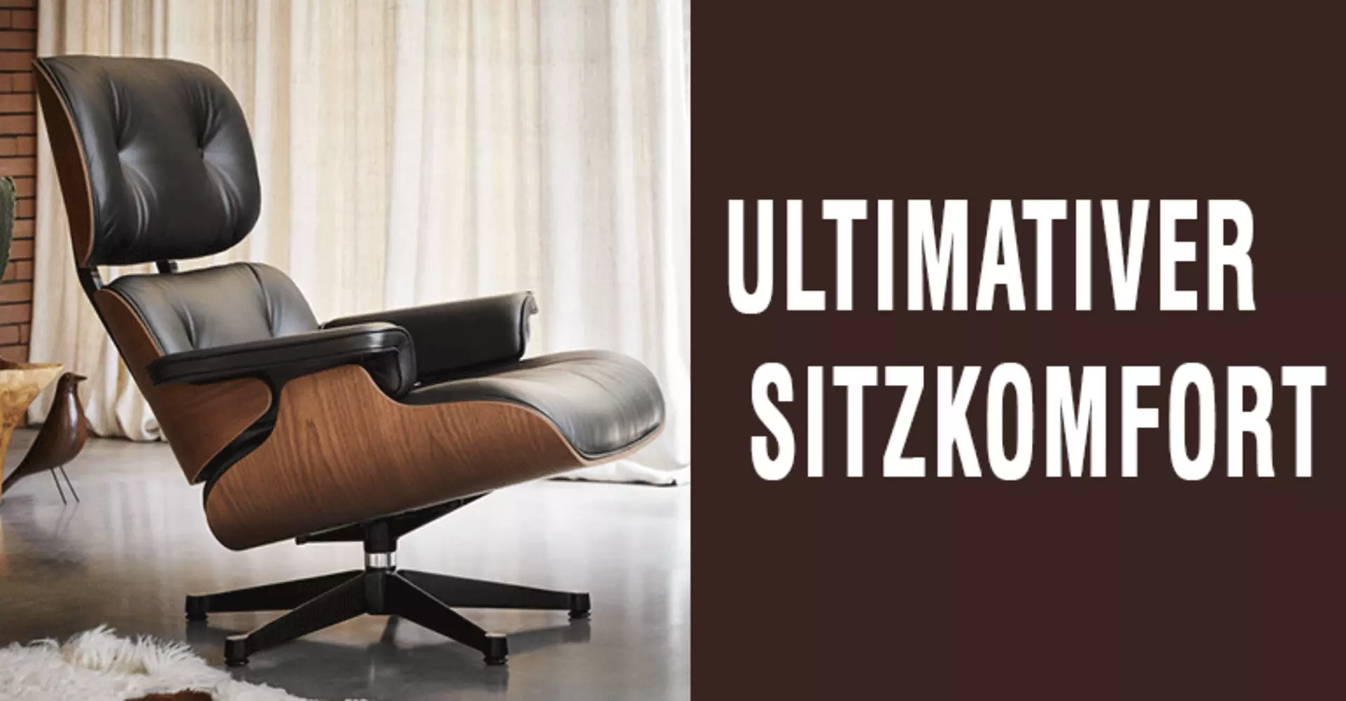 Ultimativer Sitzkomfort: der Eames Lounge Chair ist zurecht eine Sesselikone. Nicht nur bei interni by inhofer