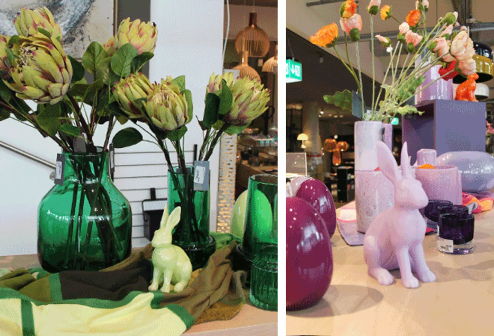 Oster- und Frühlingsdeko in Grün und Lila