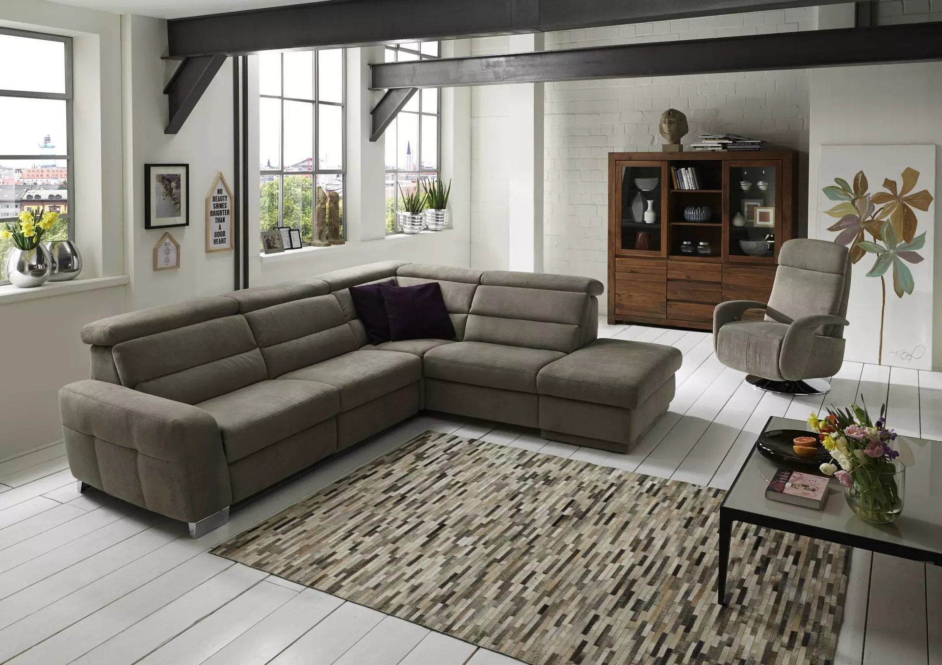 Ecksofa ZE-EM15004 Systempolster Textil 245 x 102 x 290 cm