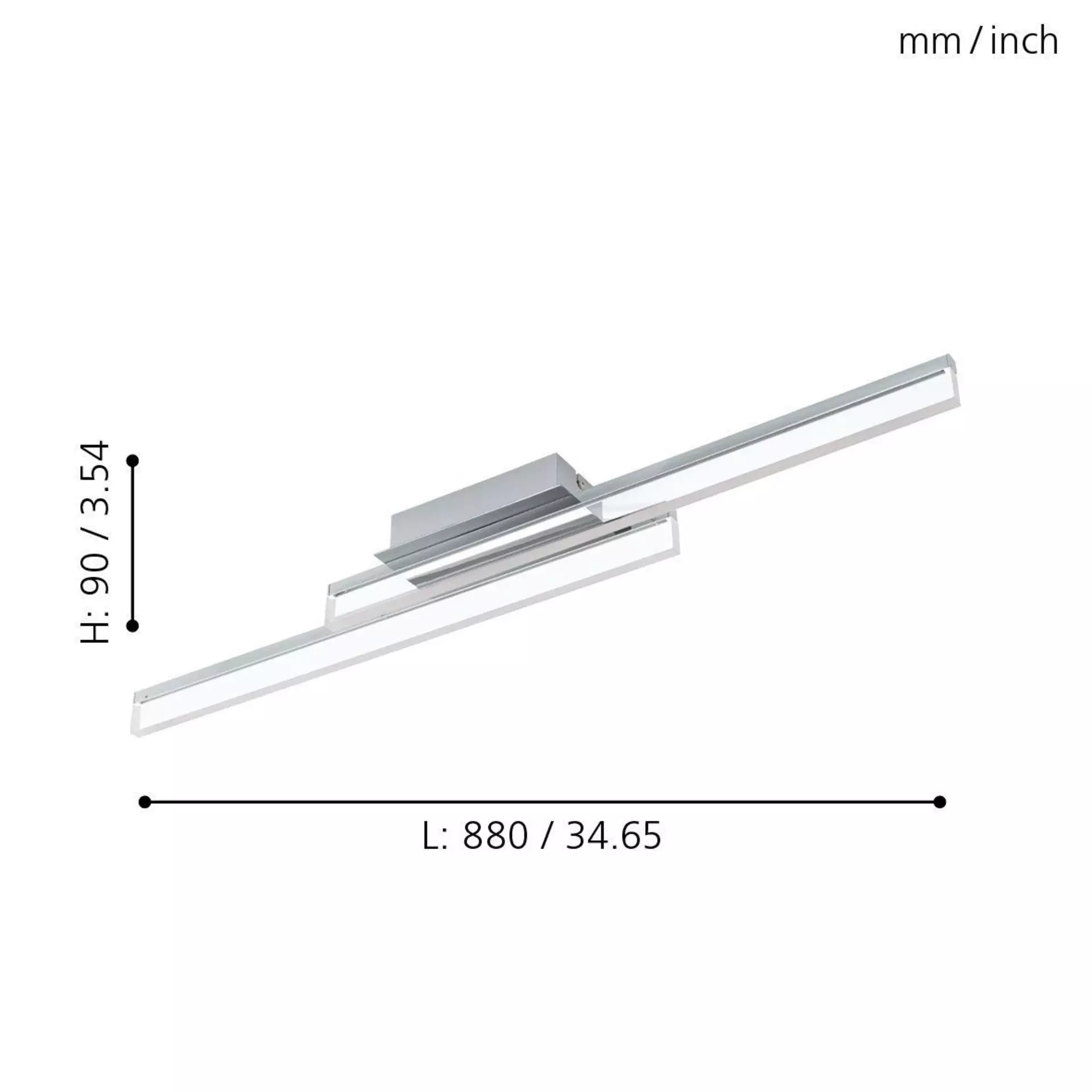 Bad-Deckenleuchte PALMITAL Eglo Metall 88 x 9 x 10 cm