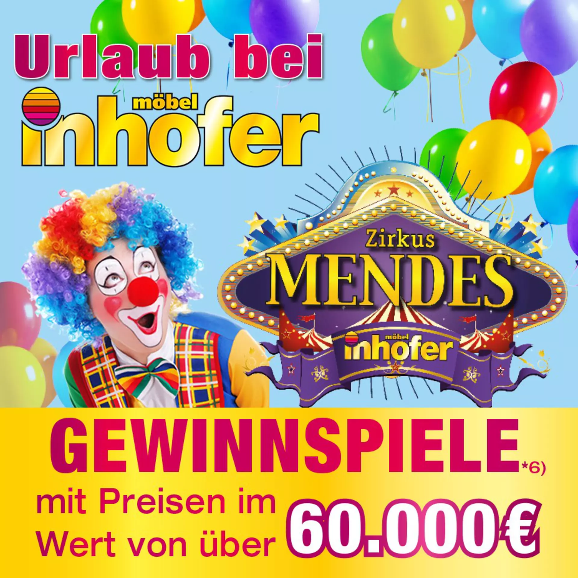 Urlaub bei Möbel Inhofer - jetzt klicken und bunte Aktionen, coole Überraschungen und spannende Gewinnspiele entdecken!
