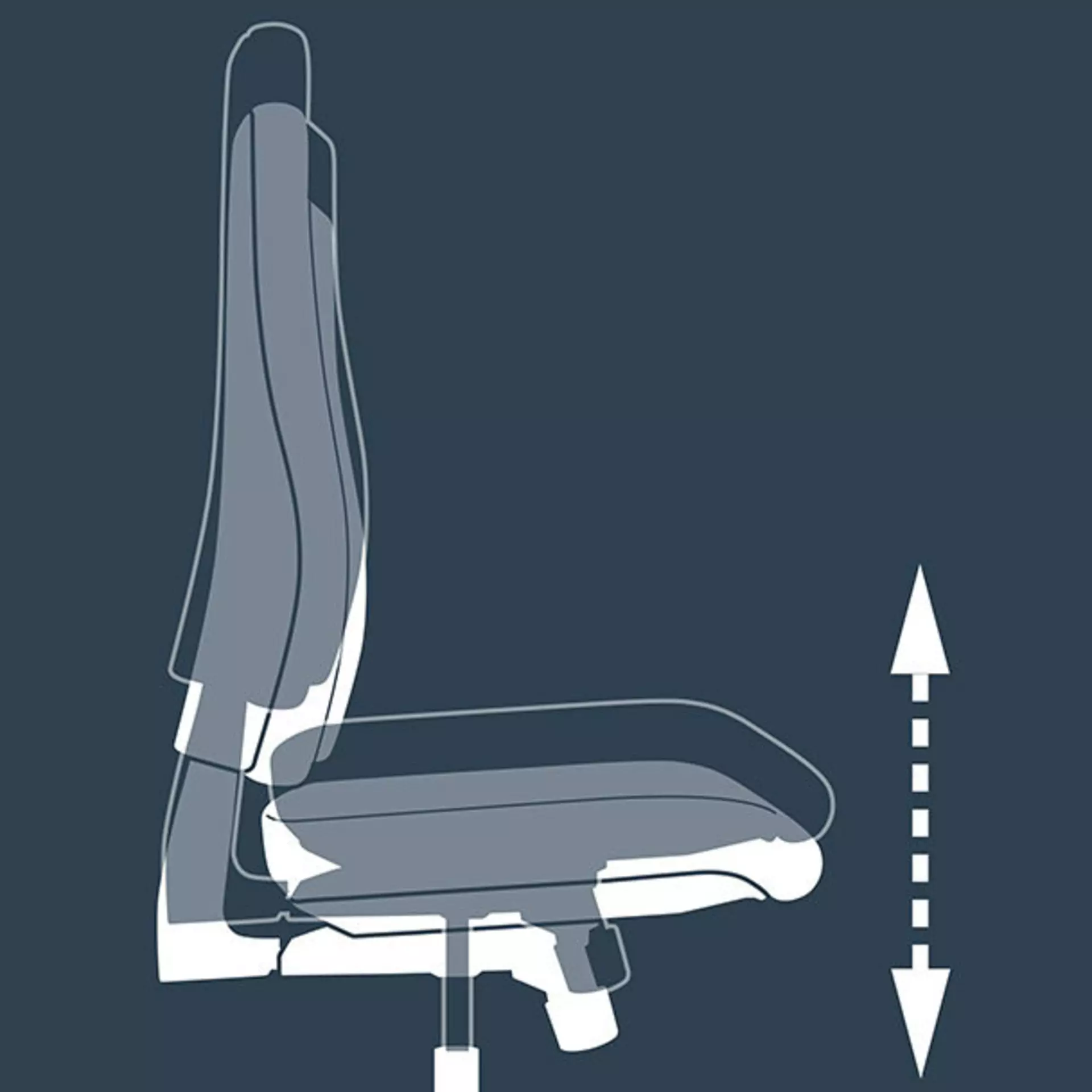 Ergonomischer Bürostuhl - Höhenverstellung der Stuhlhöhe