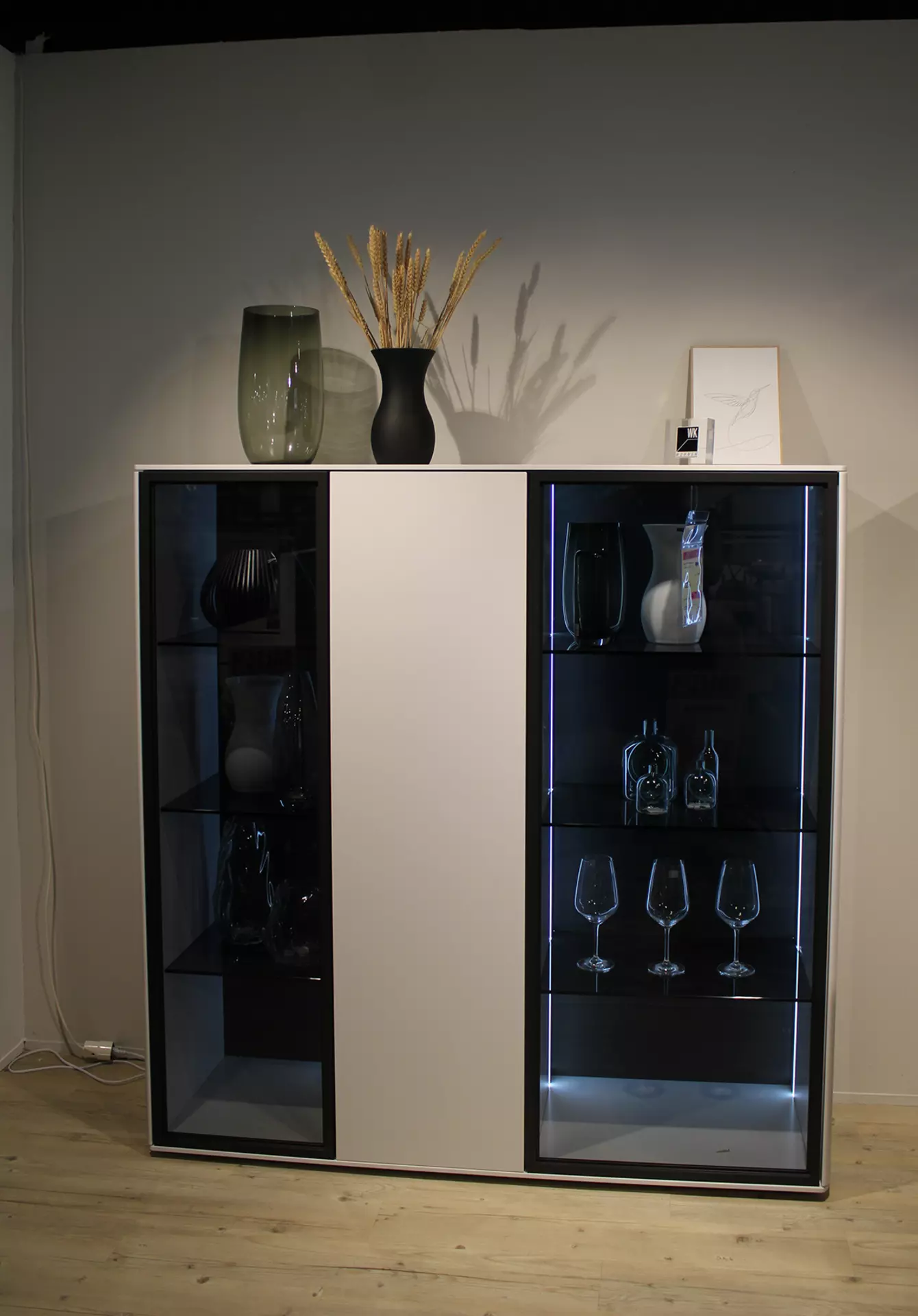 Highboard ZOLA Glattlack steingrau