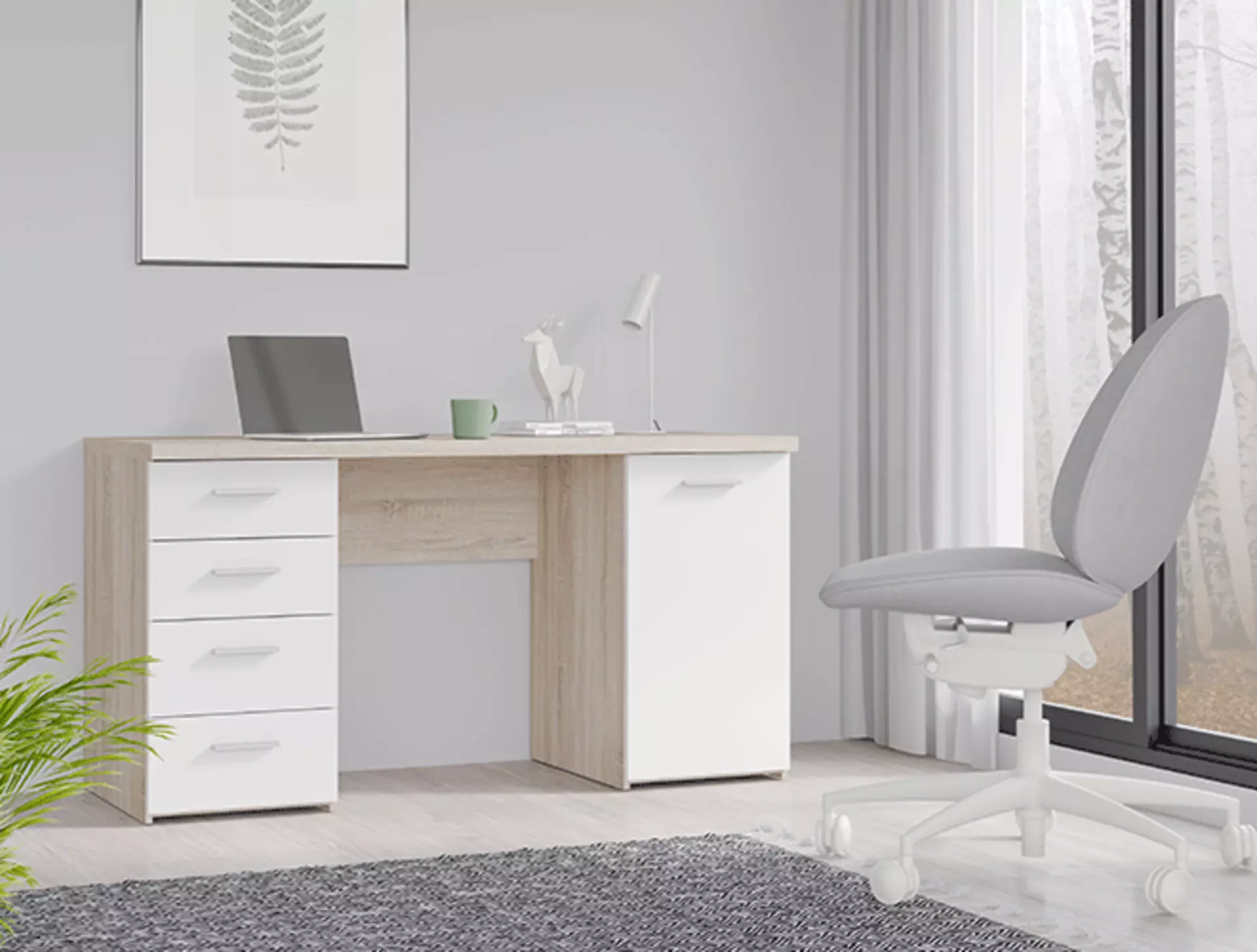 Kompakter Schreibtisch mit Schubladen für das ordentliche Home-Office