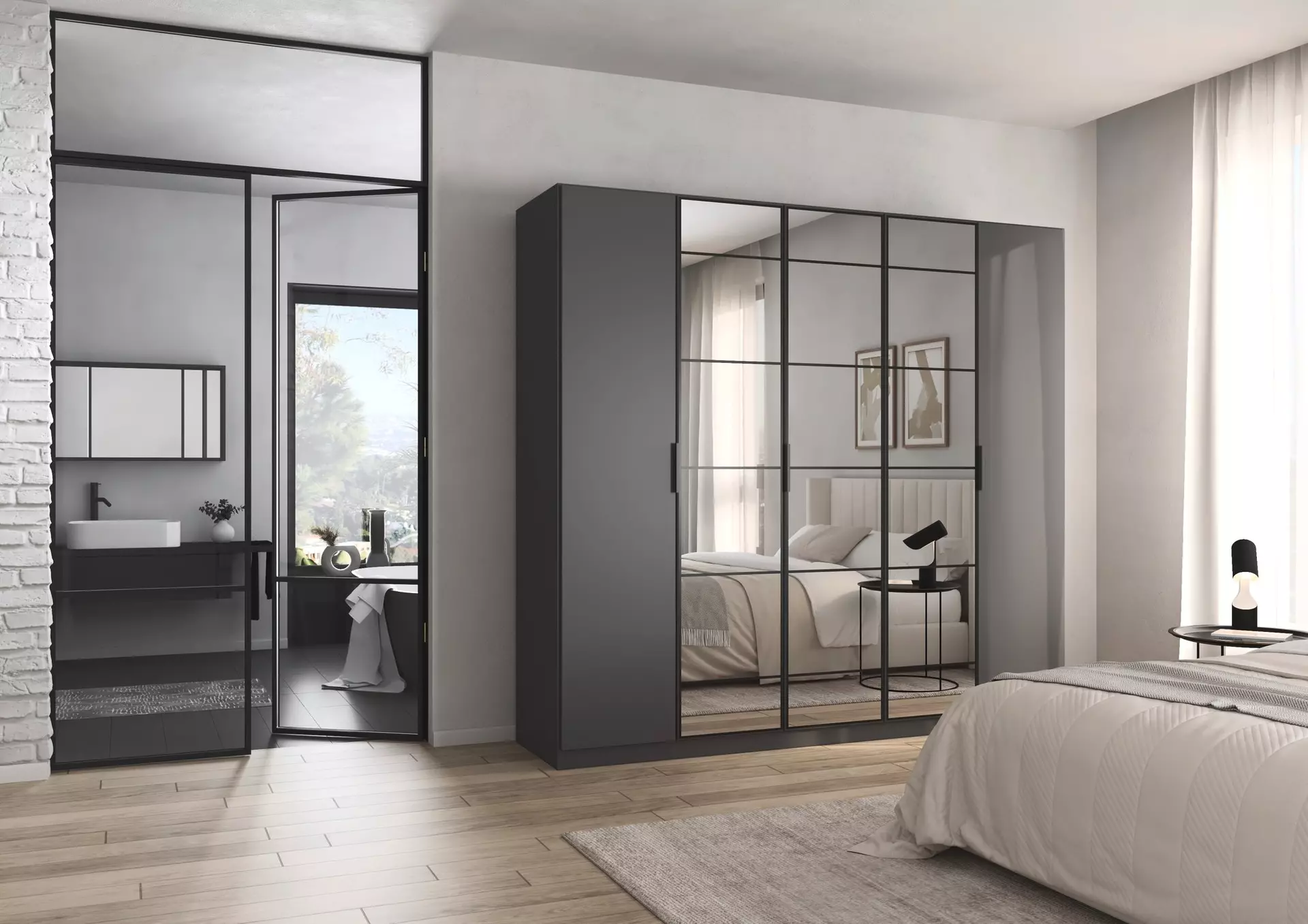 Drehtürenschrank ACERO rauch ORANGE Holzwerkstoff 54 x 210 x 226 cm