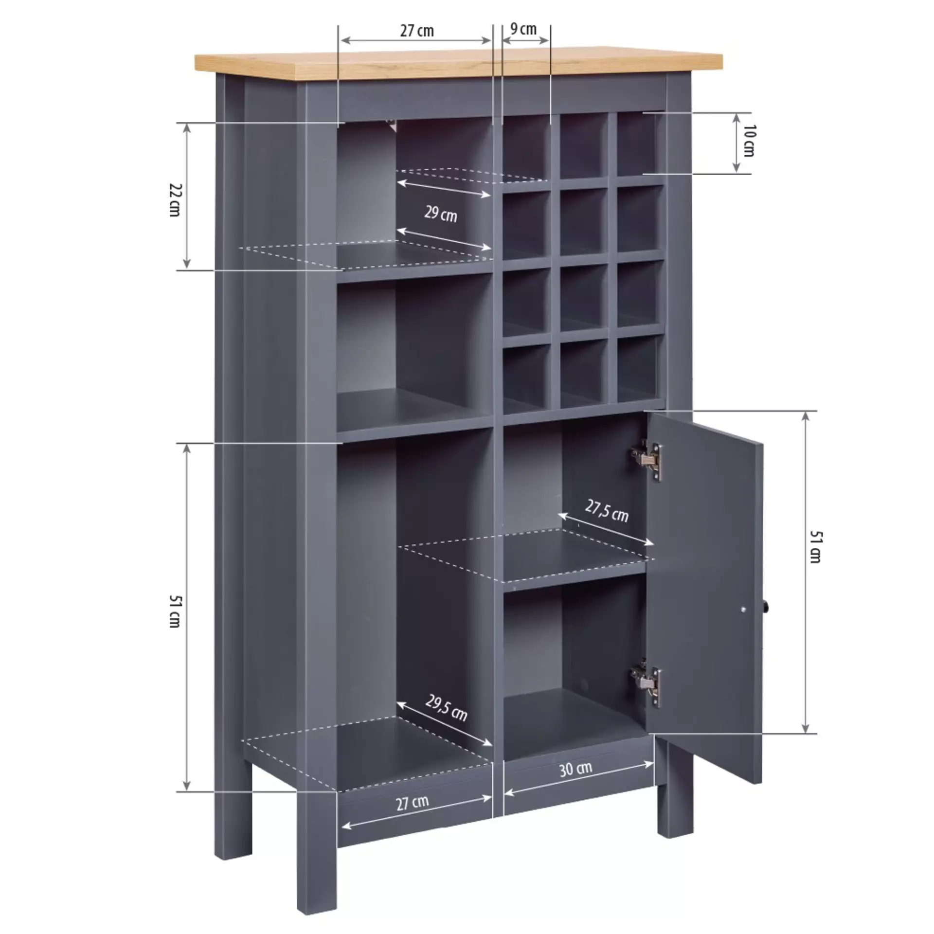 Weinregal Weinschrank Nellina Inter Link Holzwerkstoff 76 x 124 x 76 cm