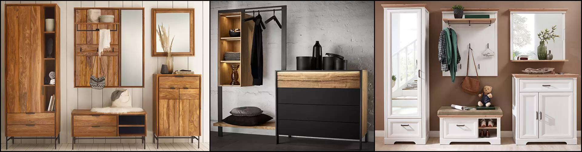 Desktopbanner mit Landhausstilgarderoben aus massivem Holz in rustikalem und skandinavischem Stil