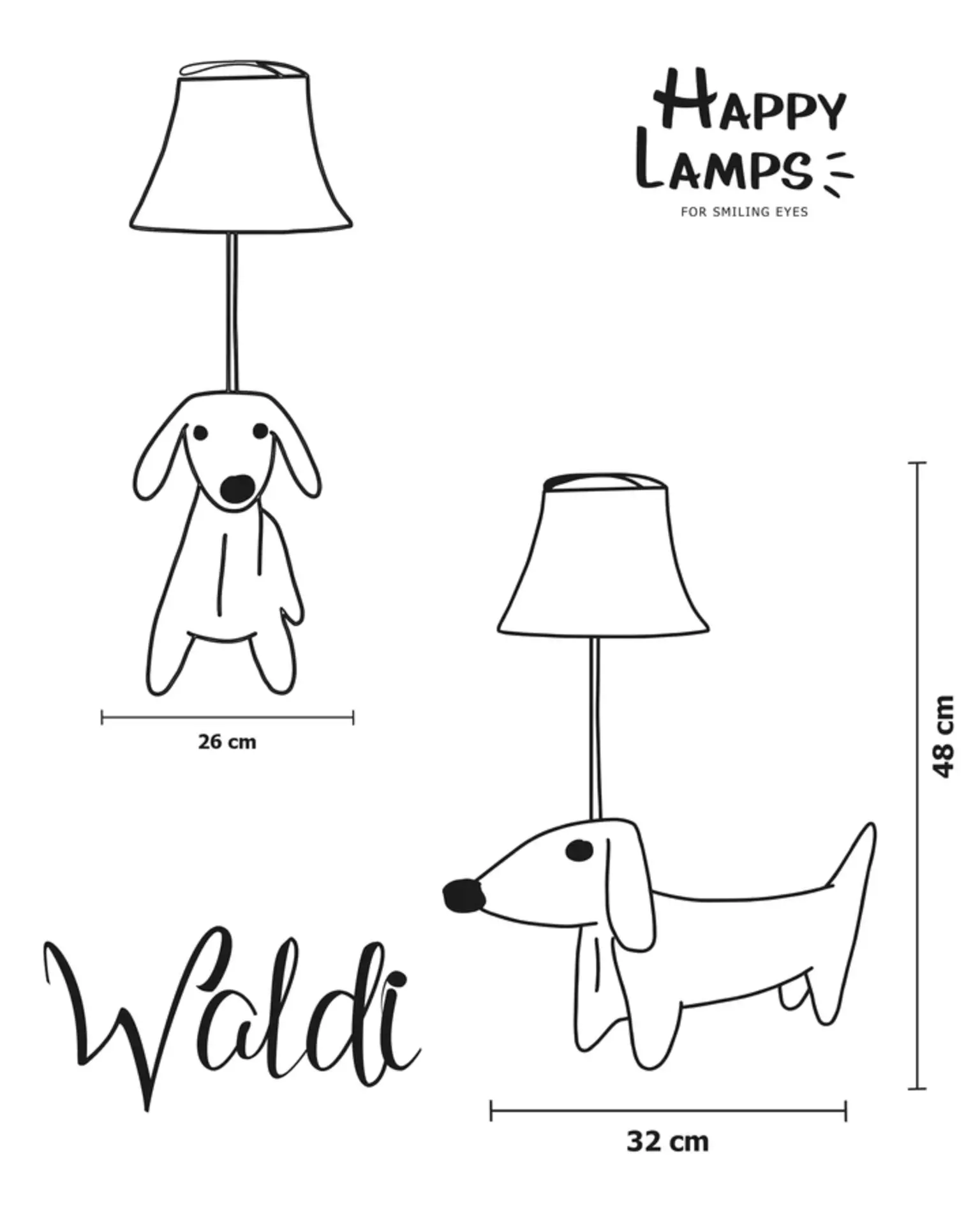 Tischleuchte WALDI Happy Lamps Textil 32 x 48 x 26 cm