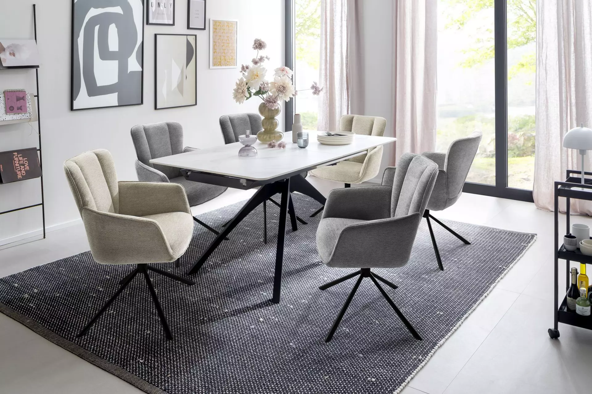 Ausziehtisch CERRITO MCA furniture Stein 160 x 76 x 90 cm