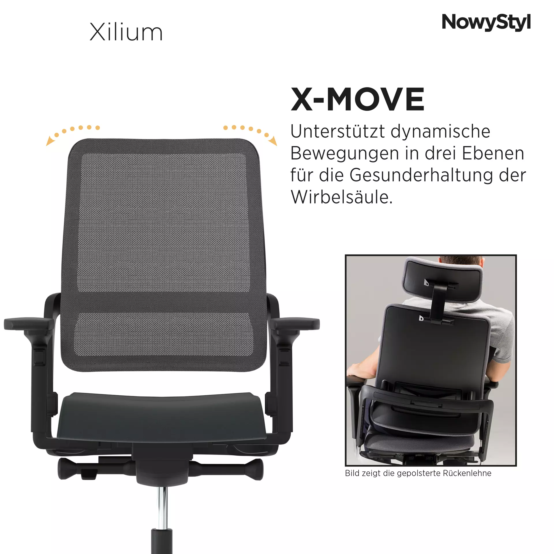 Büro-Drehstuhl XILIUM SWIVEL Nowy Styl Textil 73 x 126 x 73 cm
